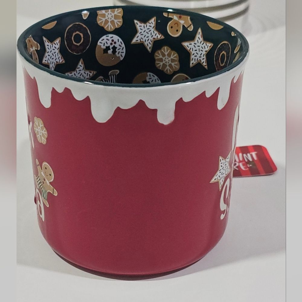Peppermint Square Red White Milk for Santa Mug Gingerbread Holiday Christmas Cup - Picture 3 of 5